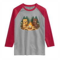 Funny Smores Camping Raglan Shirt Marshmallow Chocolate Fire - Wonder Print Shop