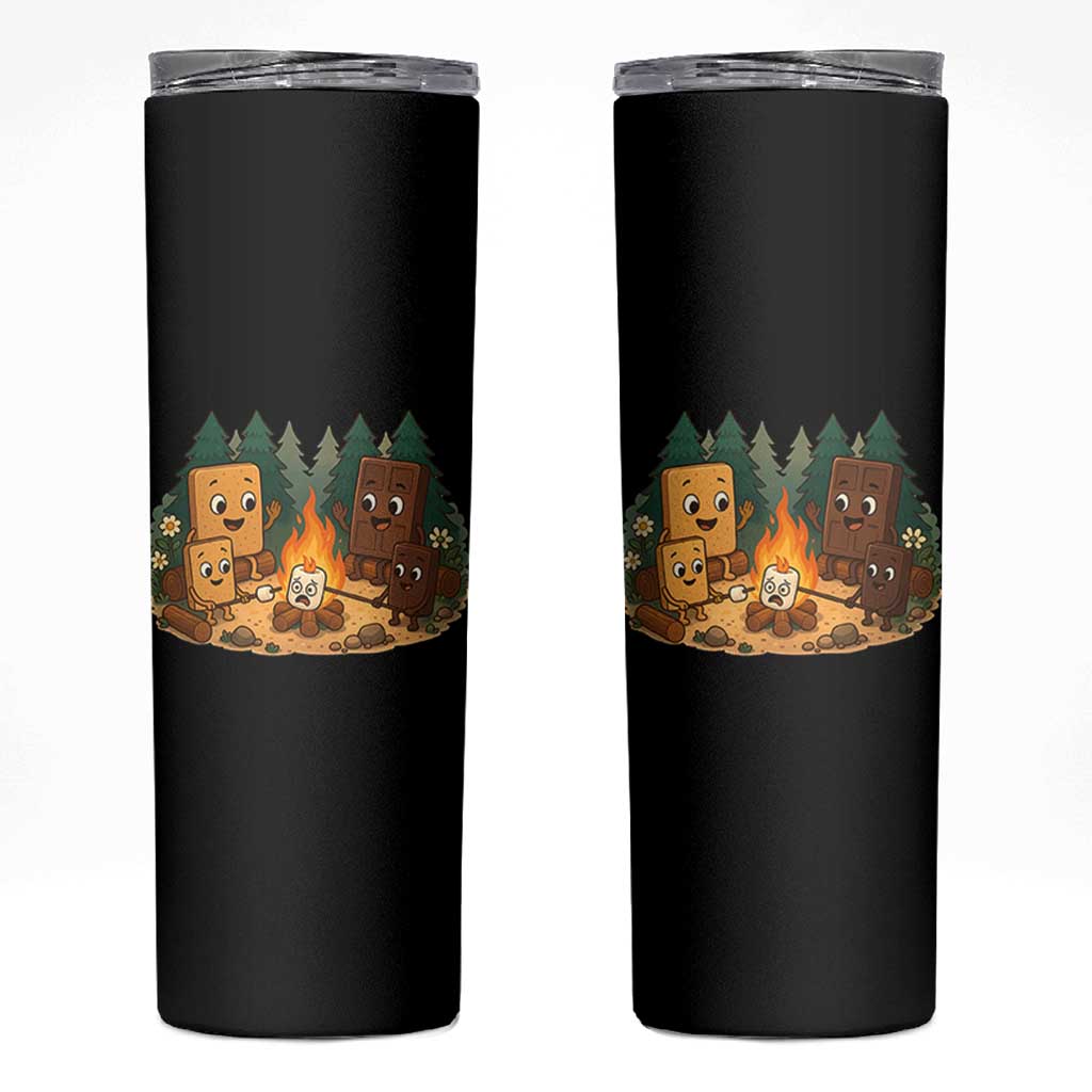 Funny Smores Camping Skinny Tumbler Marshmallow Chocolate Fire