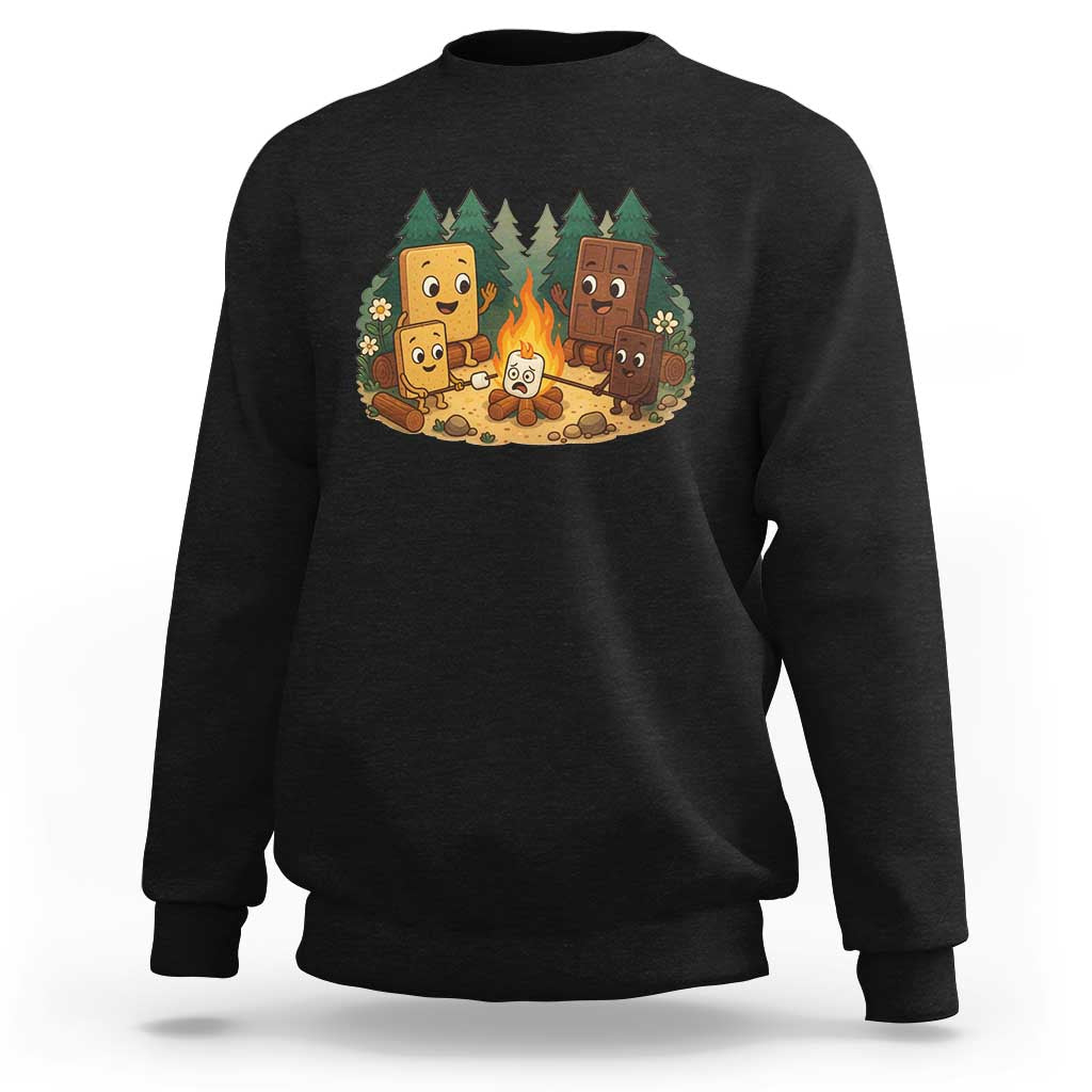 Funny Smores Camping Sweatshirt Marshmallow Chocolate Fire - Wonder Print Shop