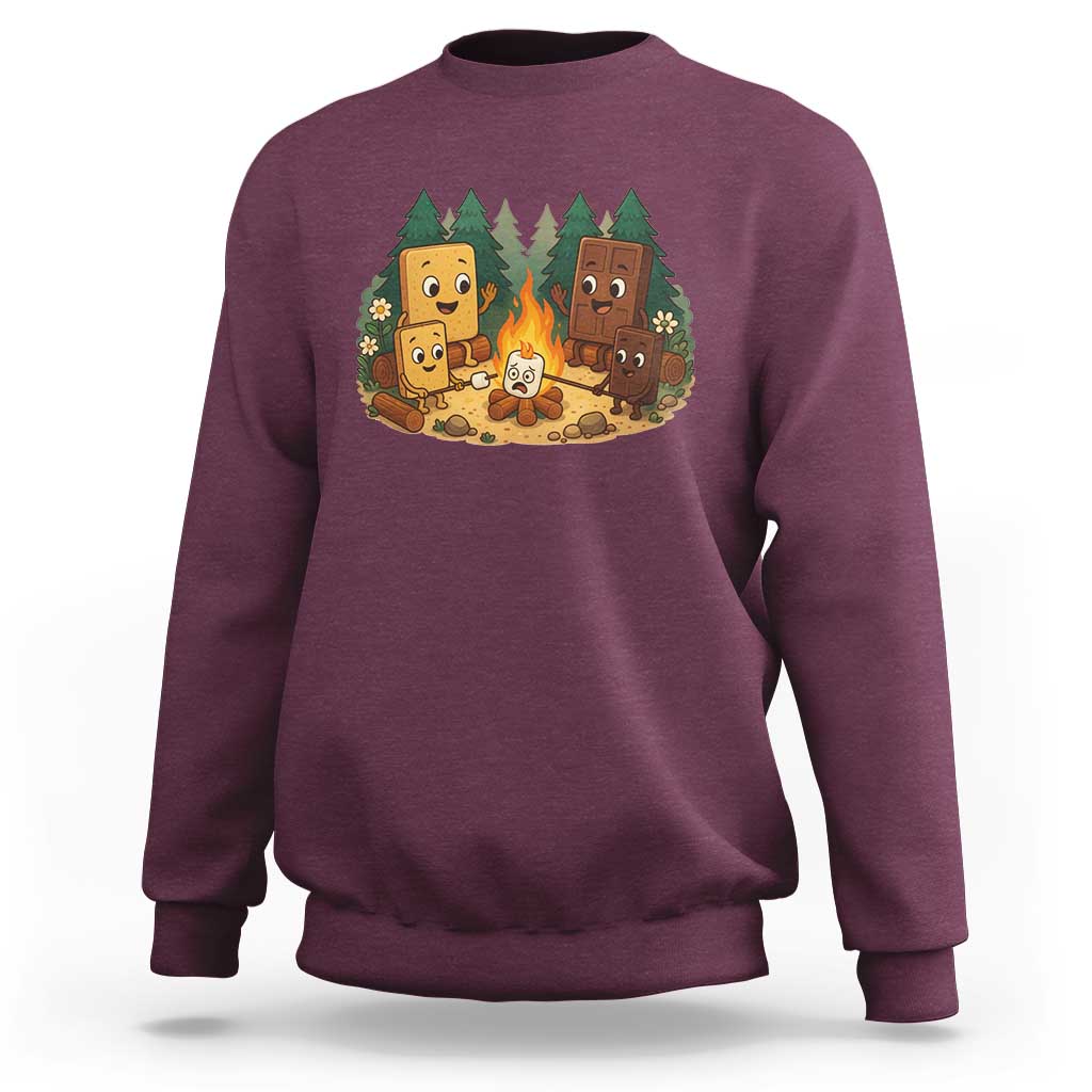 Funny Smores Camping Sweatshirt Marshmallow Chocolate Fire - Wonder Print Shop