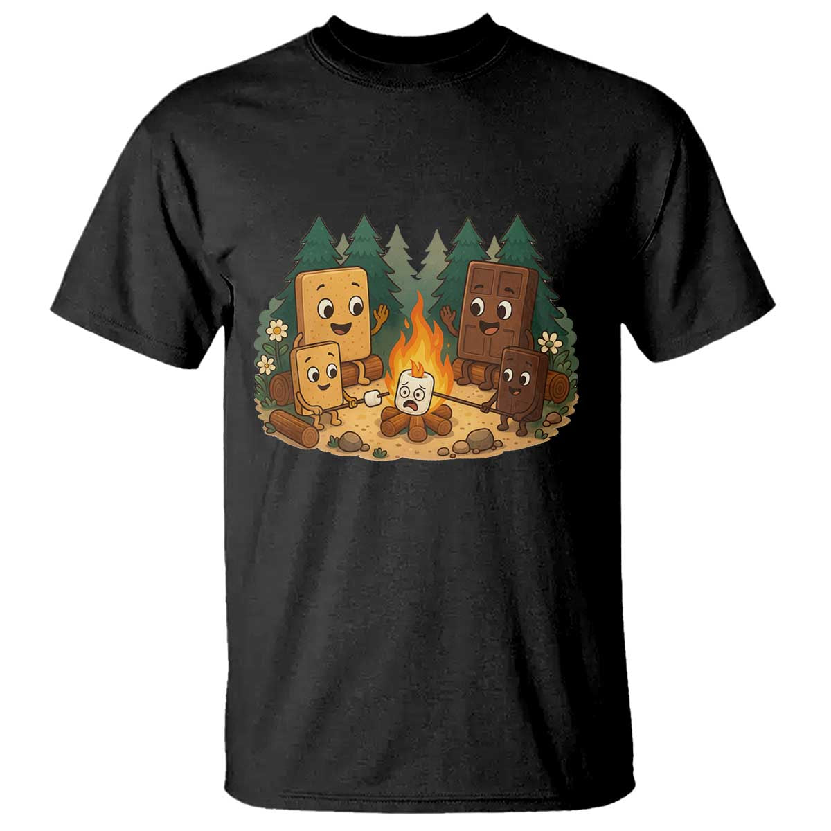 Funny Smores Camping T Shirt Marshmallow Chocolate Fire - Wonder Print Shop