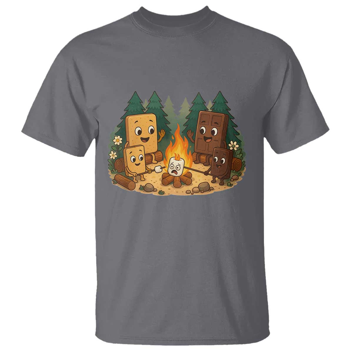 Funny Smores Camping T Shirt Marshmallow Chocolate Fire - Wonder Print Shop