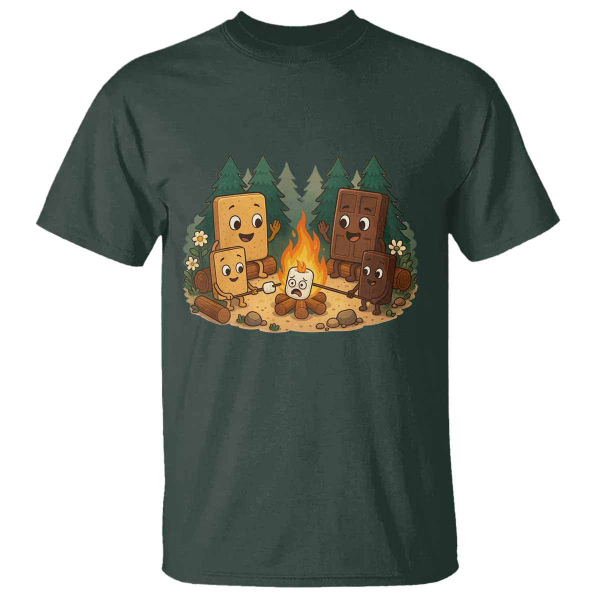 Funny Smores Camping T Shirt Marshmallow Chocolate Fire - Wonder Print Shop