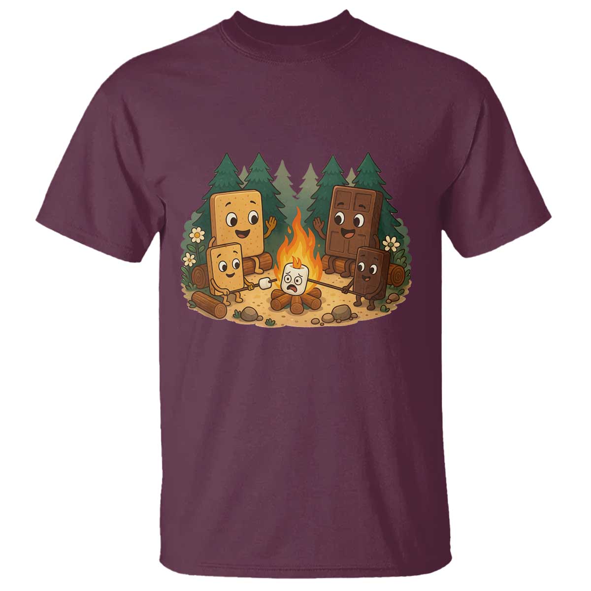 Funny Smores Camping T Shirt Marshmallow Chocolate Fire - Wonder Print Shop