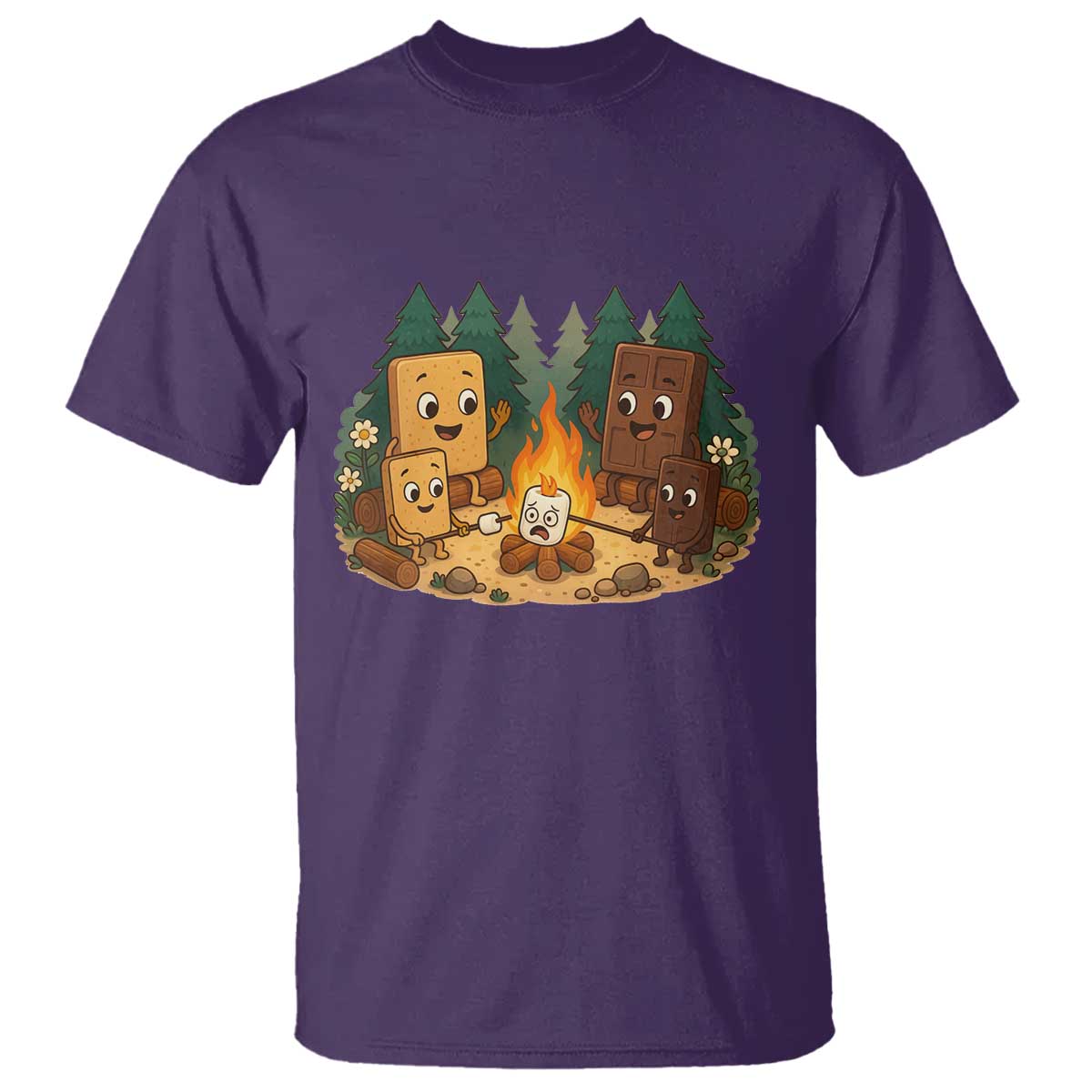 Funny Smores Camping T Shirt Marshmallow Chocolate Fire - Wonder Print Shop