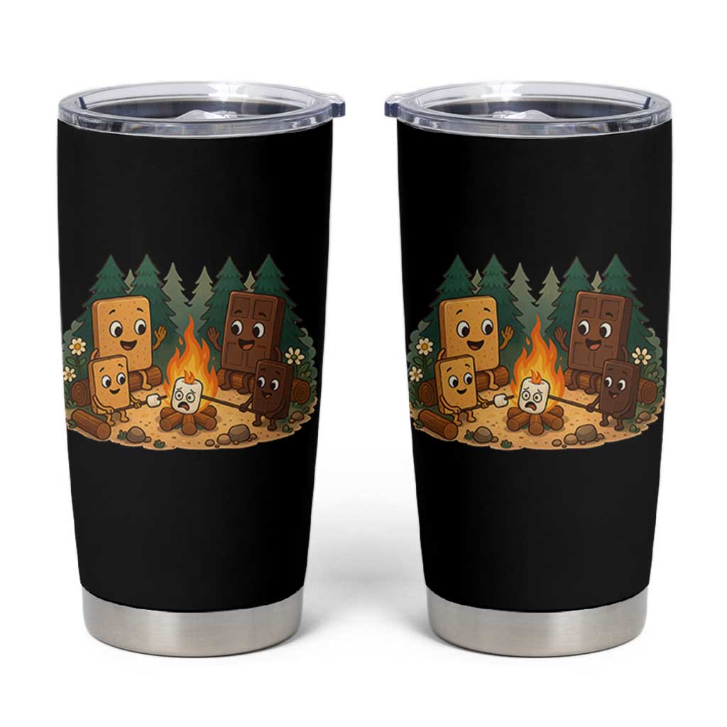Funny Smores Camping Tumbler Cup Marshmallow Chocolate Fire