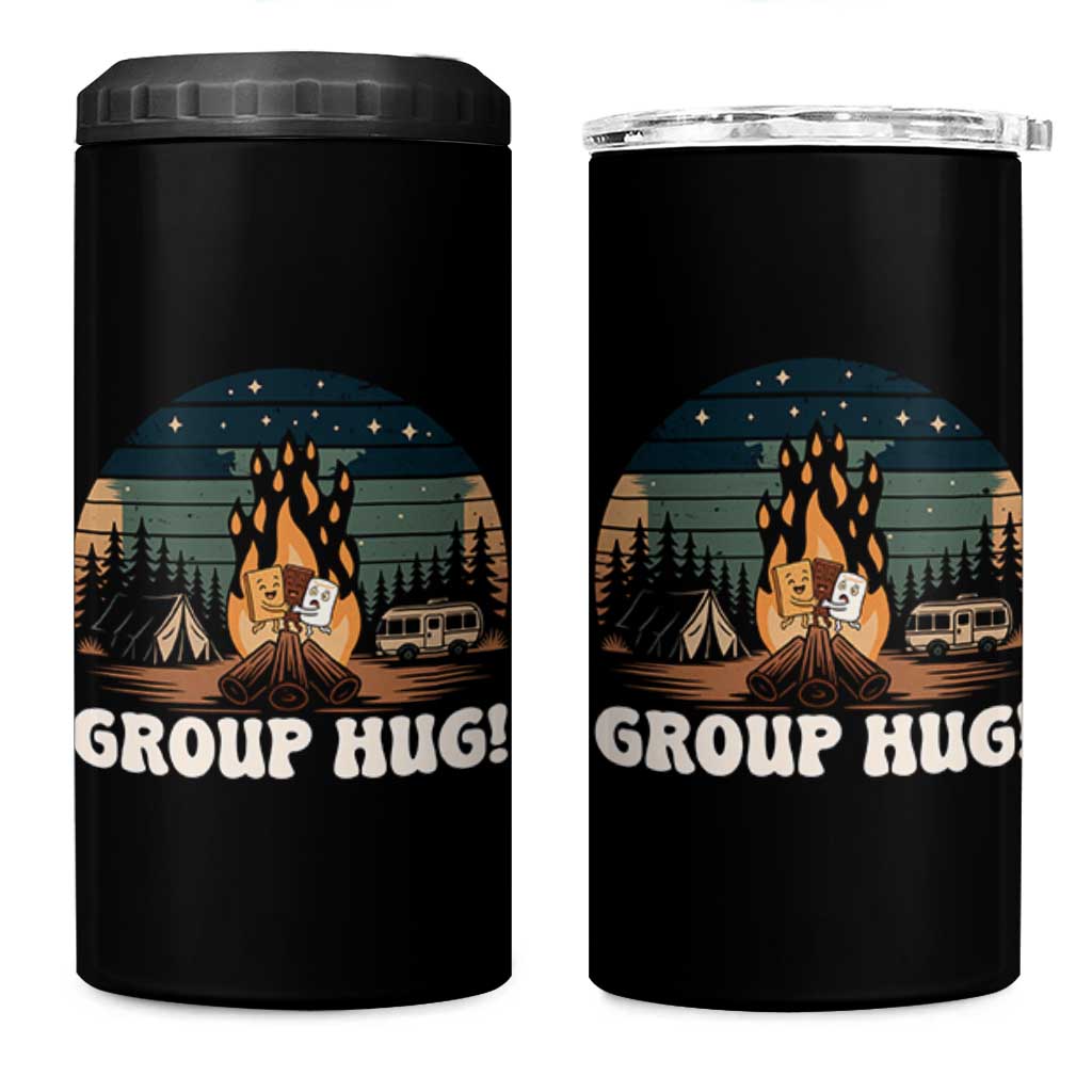 Funny Smores Camping 4 in 1 Can Cooler Tumbler Group Hug