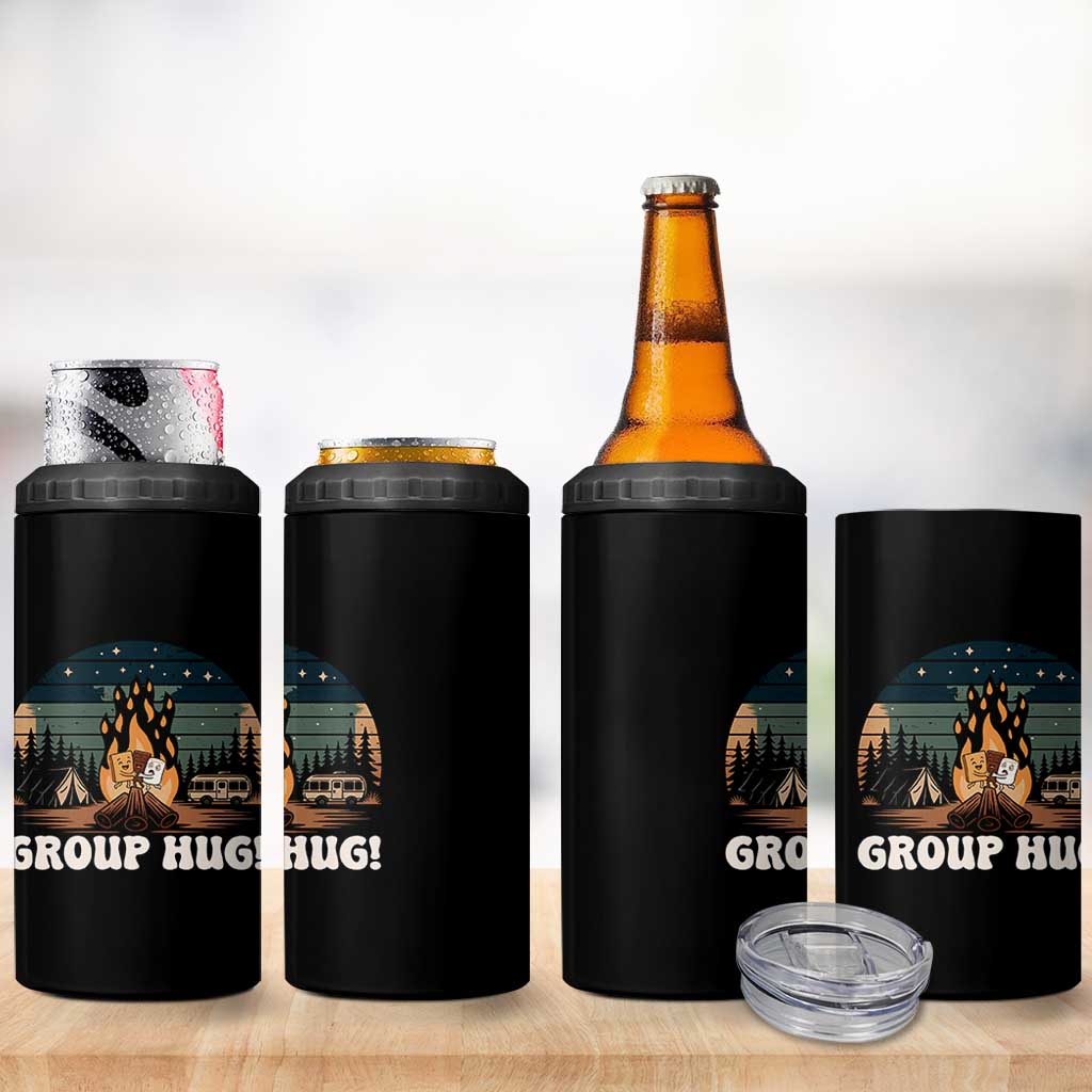 Funny Smores Camping 4 in 1 Can Cooler Tumbler Group Hug