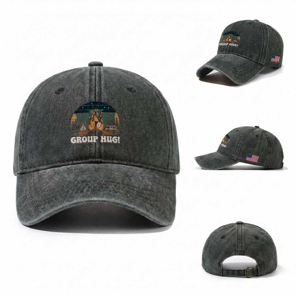 Funny Smores Camping Washed Cotton Baseball Cap Group Hug