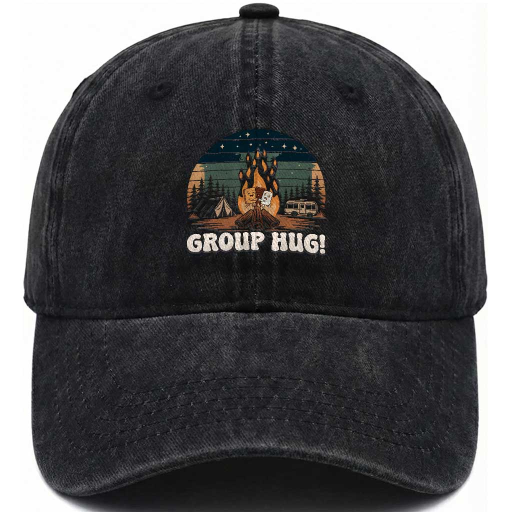 Funny Smores Camping Washed Cotton Baseball Cap Group Hug