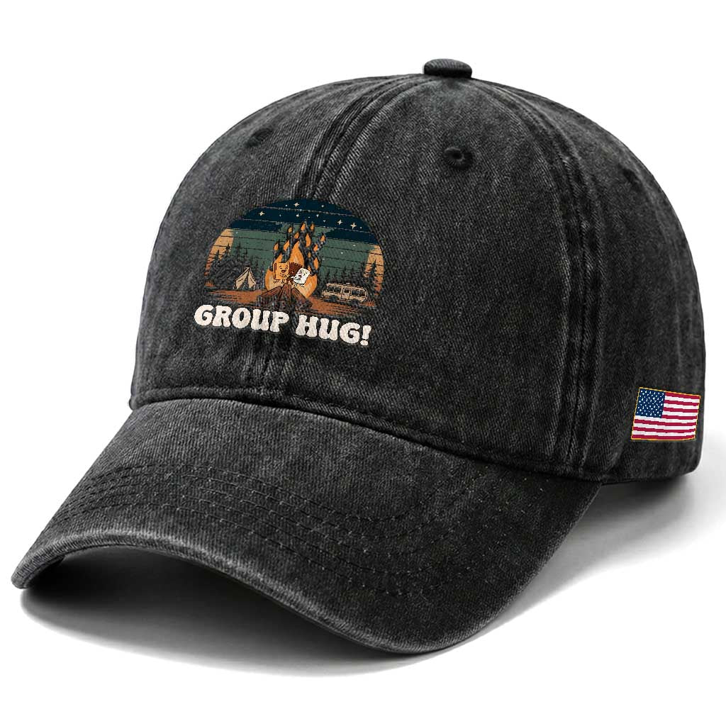 Funny Smores Camping Washed Cotton Baseball Cap Group Hug
