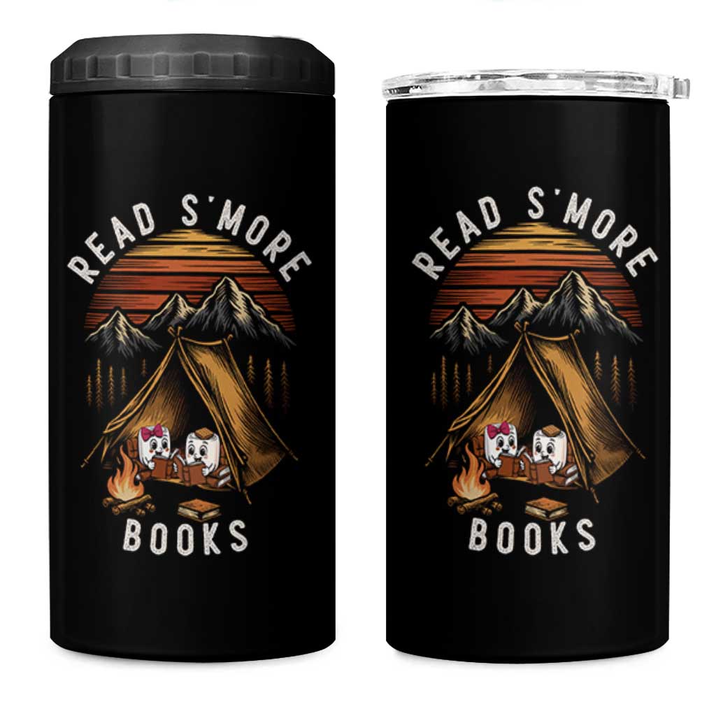 Book Lover Gift 4 in 1 Can Cooler Tumbler Read Smore Books Camping Humor