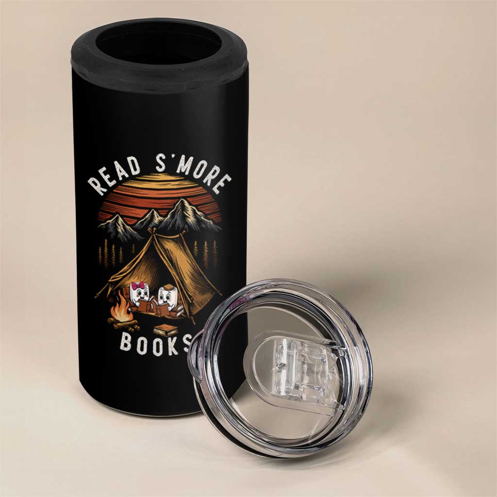 Book Lover Gift 4 in 1 Can Cooler Tumbler Read Smore Books Camping Humor