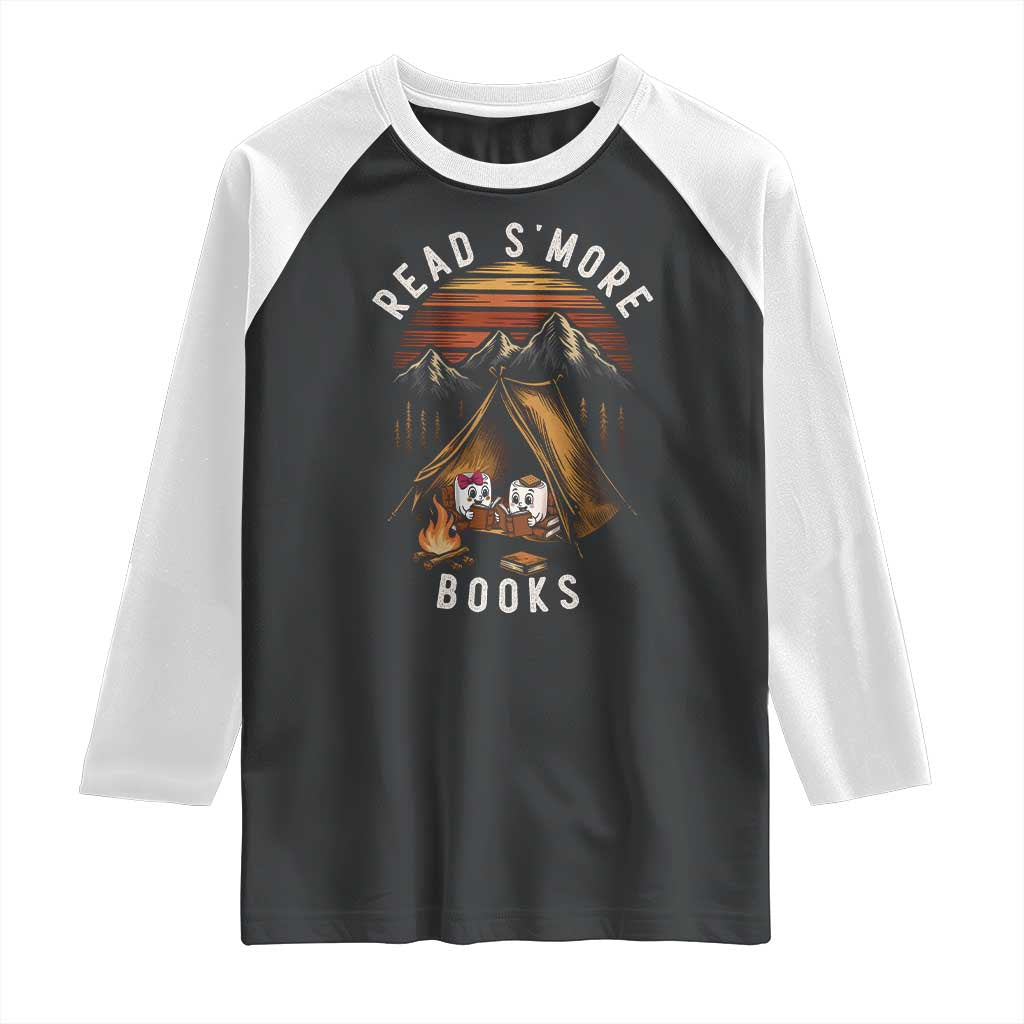 Book Lover Gift Raglan Shirt Read Smore Books Camping Humor - Wonder Print Shop