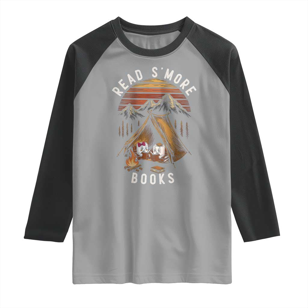 Book Lover Gift Raglan Shirt Read Smore Books Camping Humor - Wonder Print Shop