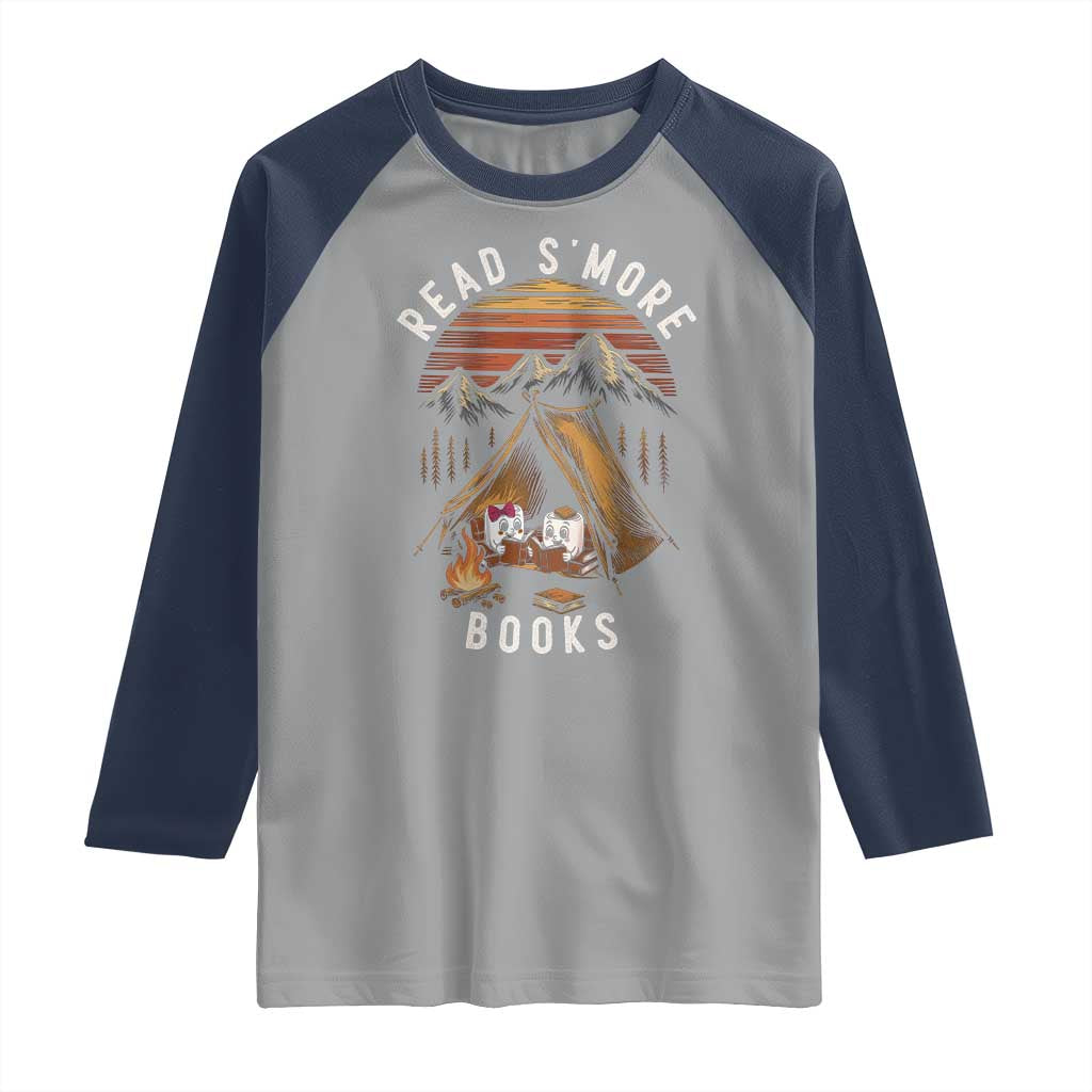 Book Lover Gift Raglan Shirt Read Smore Books Camping Humor - Wonder Print Shop