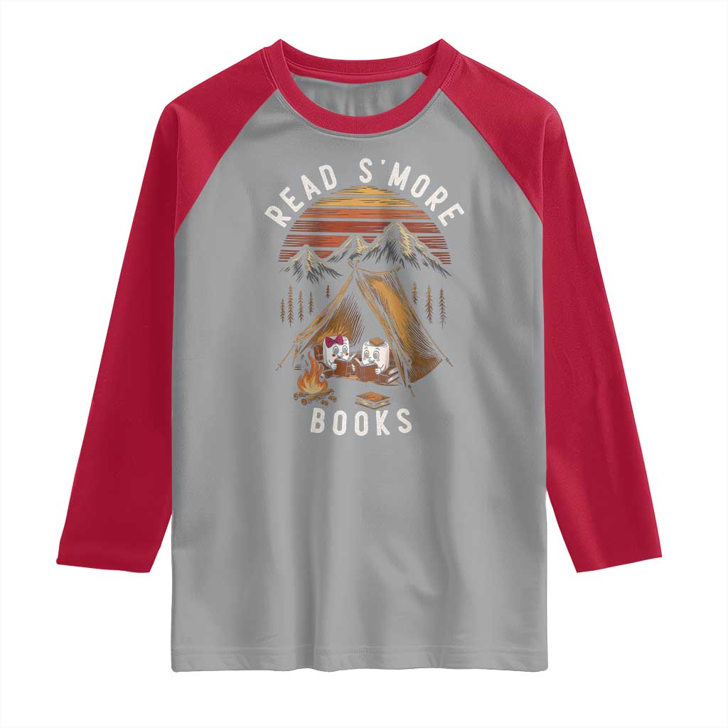 Book Lover Gift Raglan Shirt Read Smore Books Camping Humor - Wonder Print Shop
