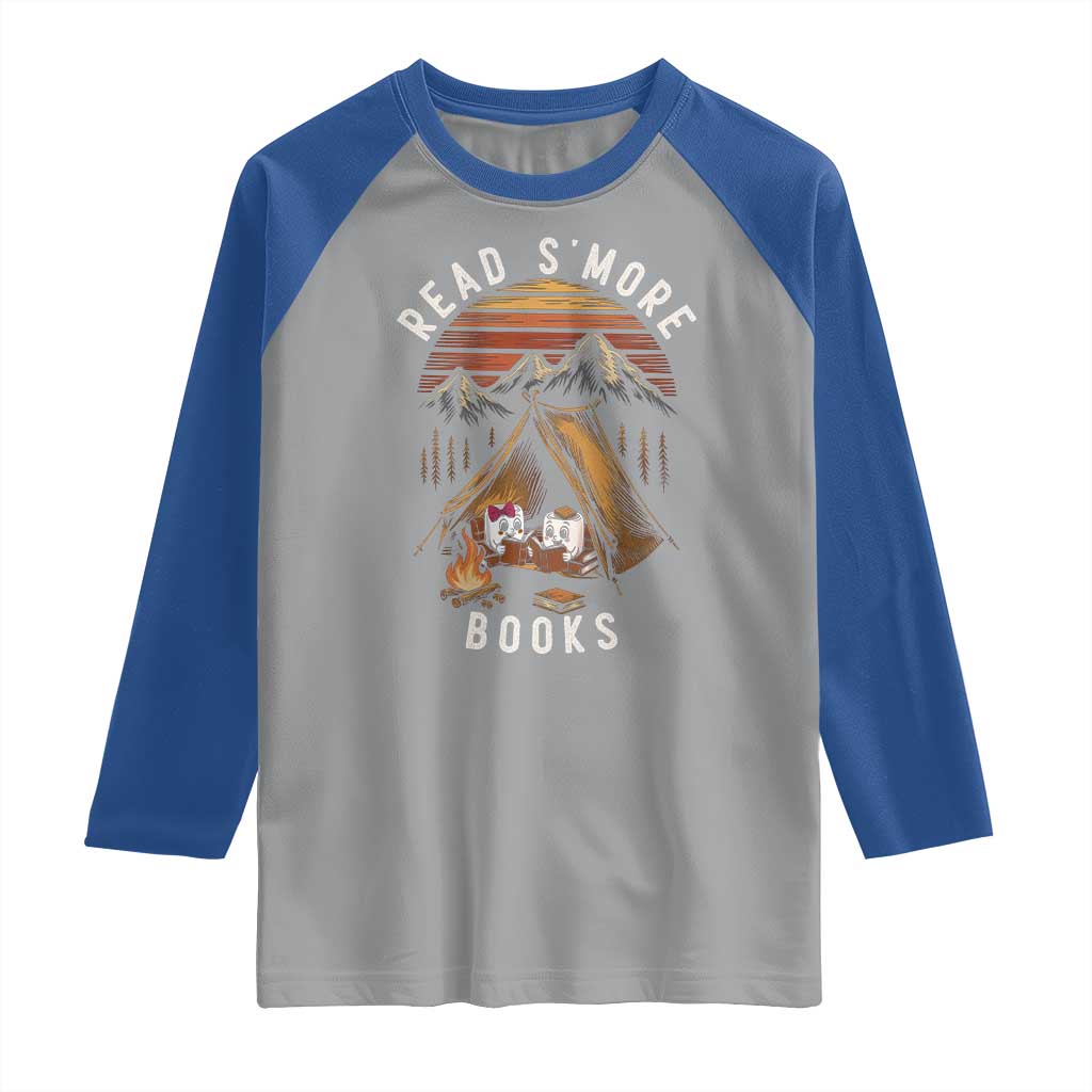 Book Lover Gift Raglan Shirt Read Smore Books Camping Humor - Wonder Print Shop