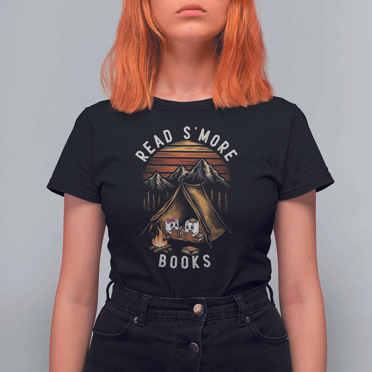 Book Lover Gift T Shirt For Women Read Smore Books Camping Humor - Wonder Print Shop