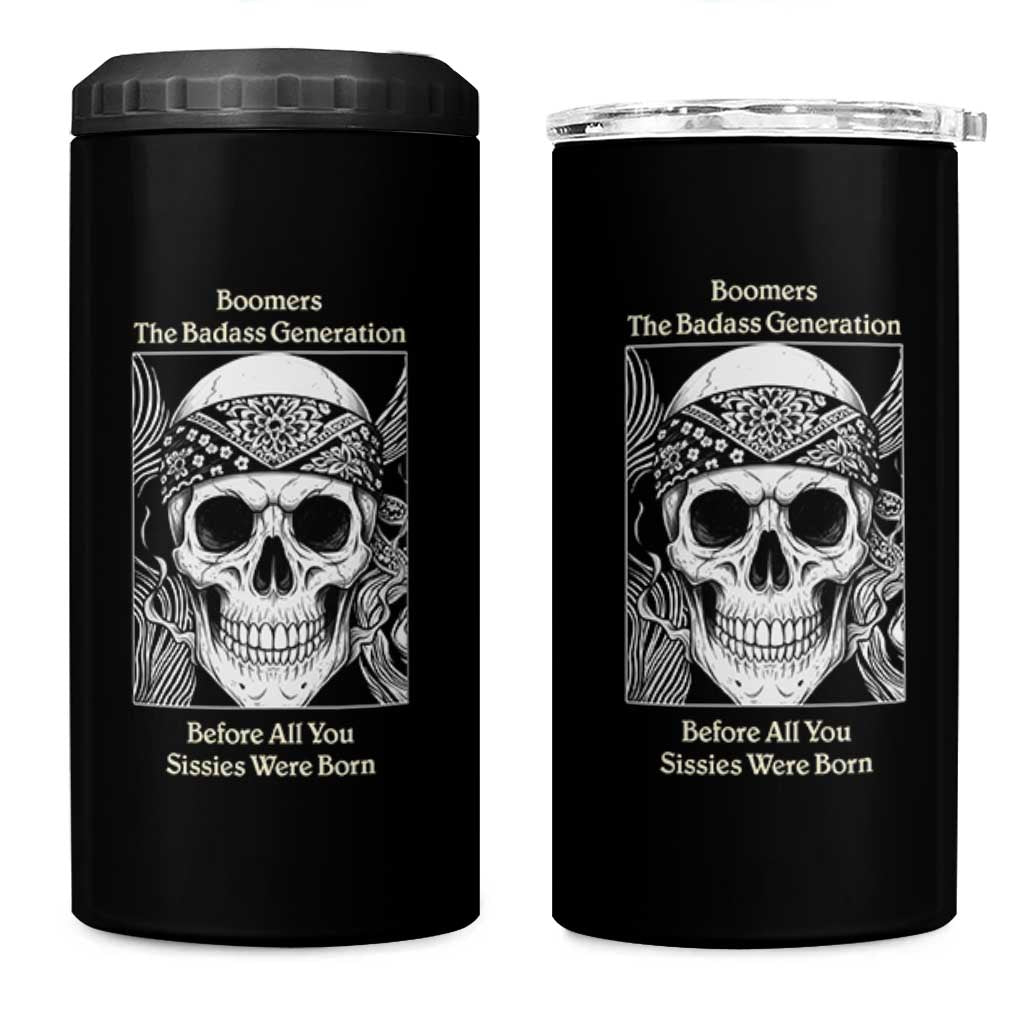 Baby Boomers Generation 4 in 1 Can Cooler Tumbler Retro Badass Quote Gift