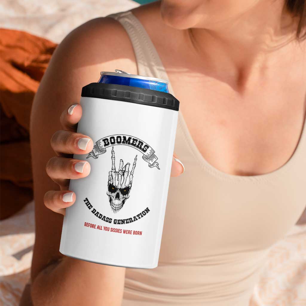 Baby Boomers The Badass Generation Funny Quote Gift 4 in 1 Can Cooler Tumbler
