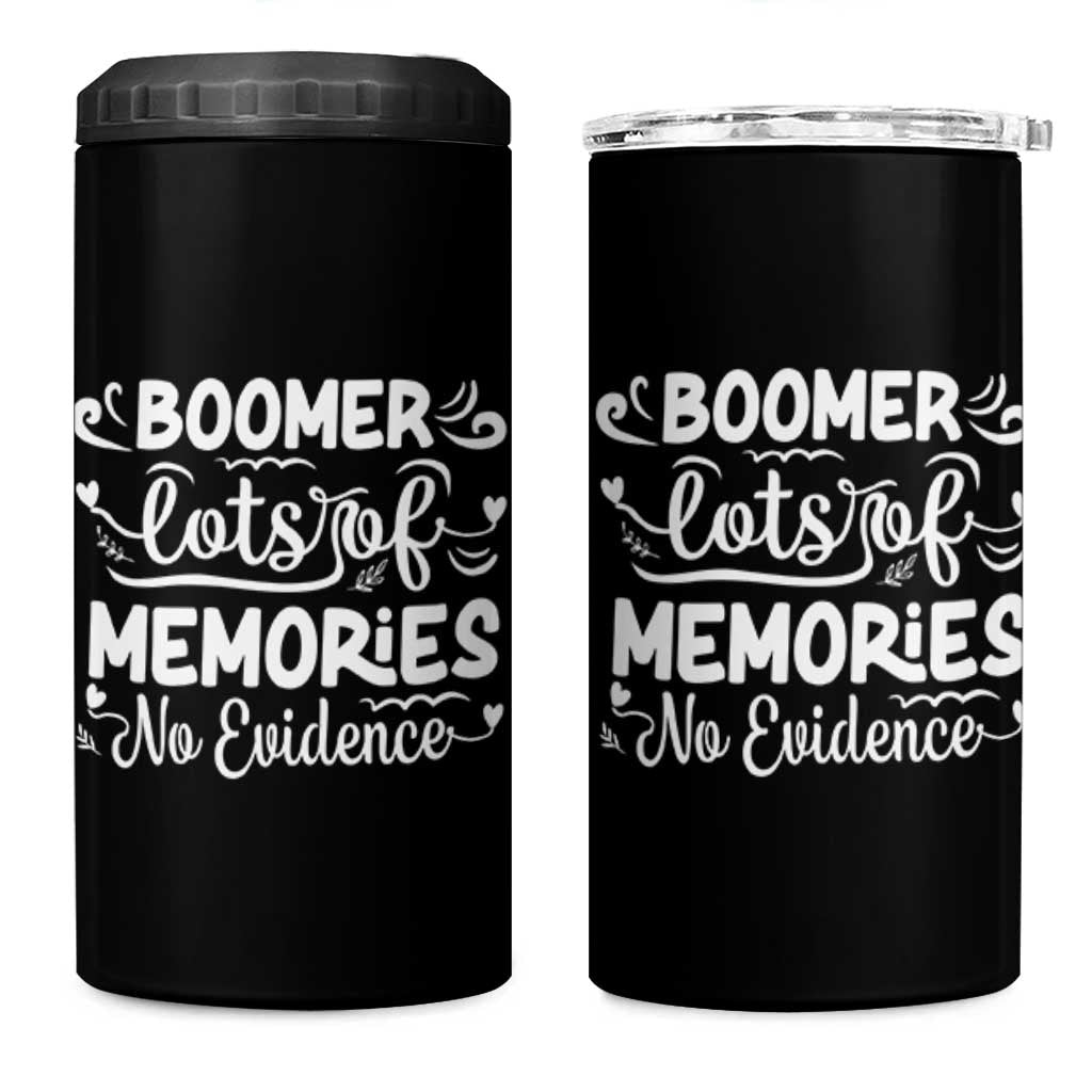 Baby Boomer Generation 4 in 1 Can Cooler Tumbler Lots Of Memories No Evidence