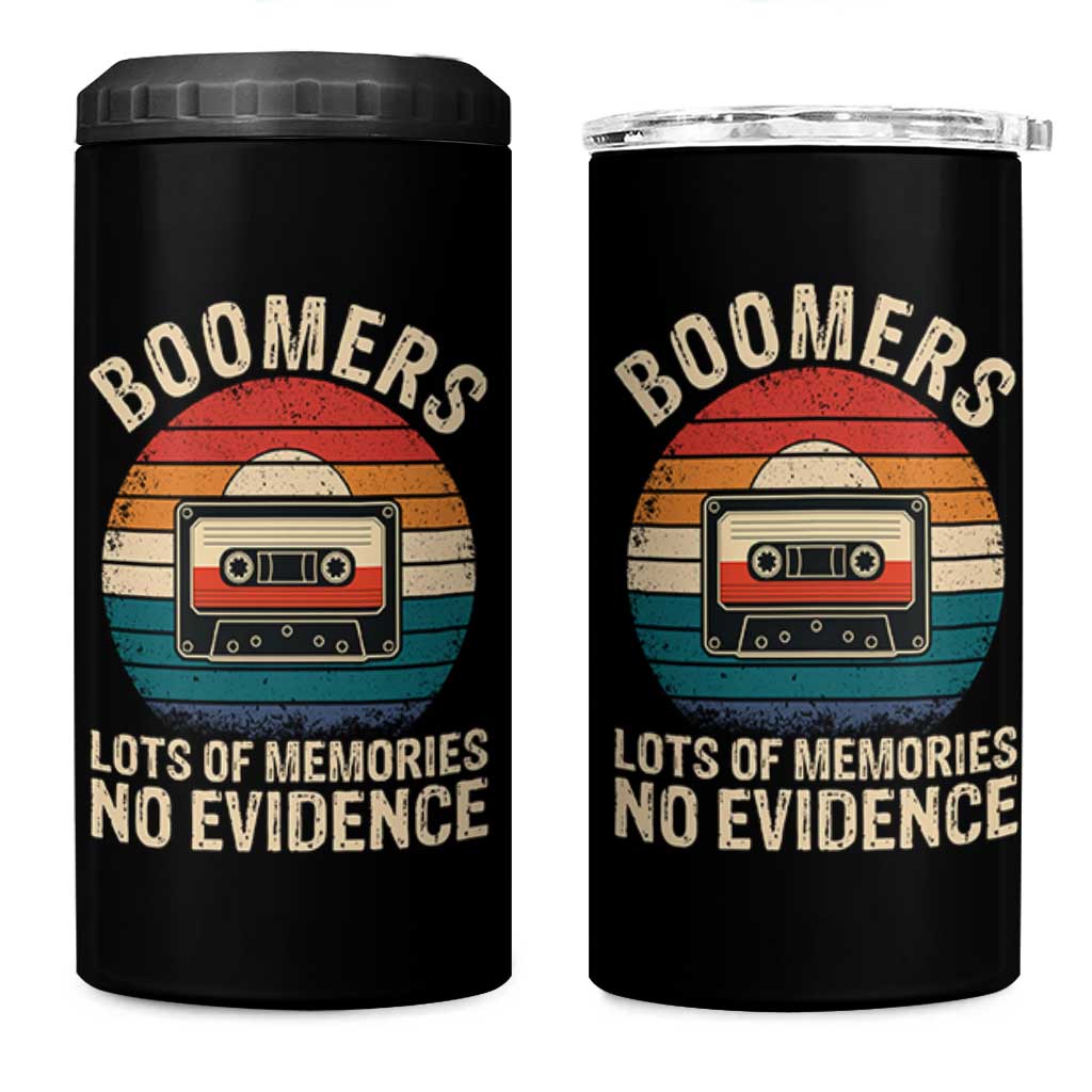 Funny Baby Boomers Lots Of Memories No Evidence Gift 4 in 1 Can Cooler Tumbler