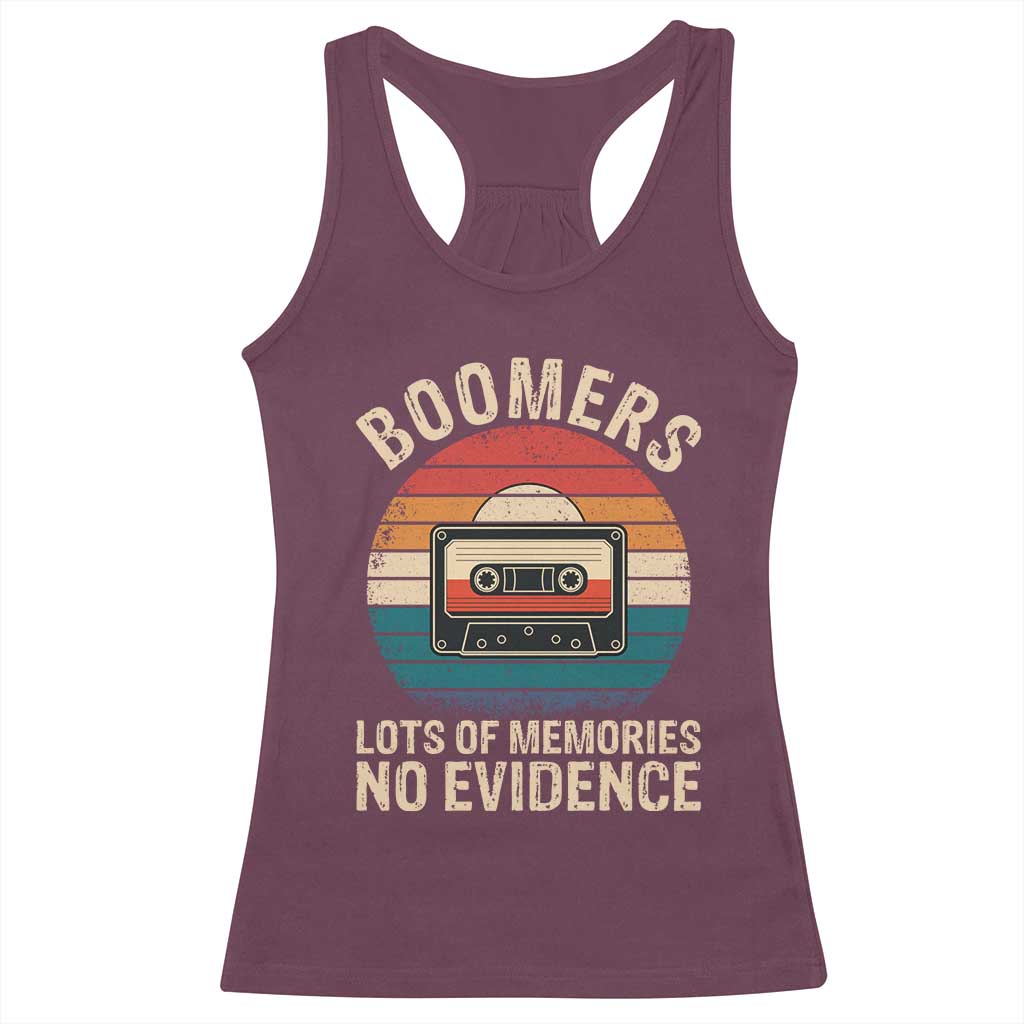 Funny Baby Boomers Lots Of Memories No Evidence Gift Racerback Tank Top - Wonder Print Shop