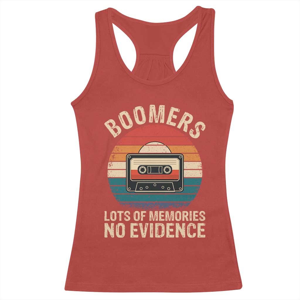 Funny Baby Boomers Lots Of Memories No Evidence Gift Racerback Tank Top - Wonder Print Shop