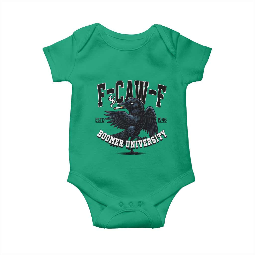 F Caw F Baby Onesie Baby Boomer University Funny Gift - Wonder Print Shop