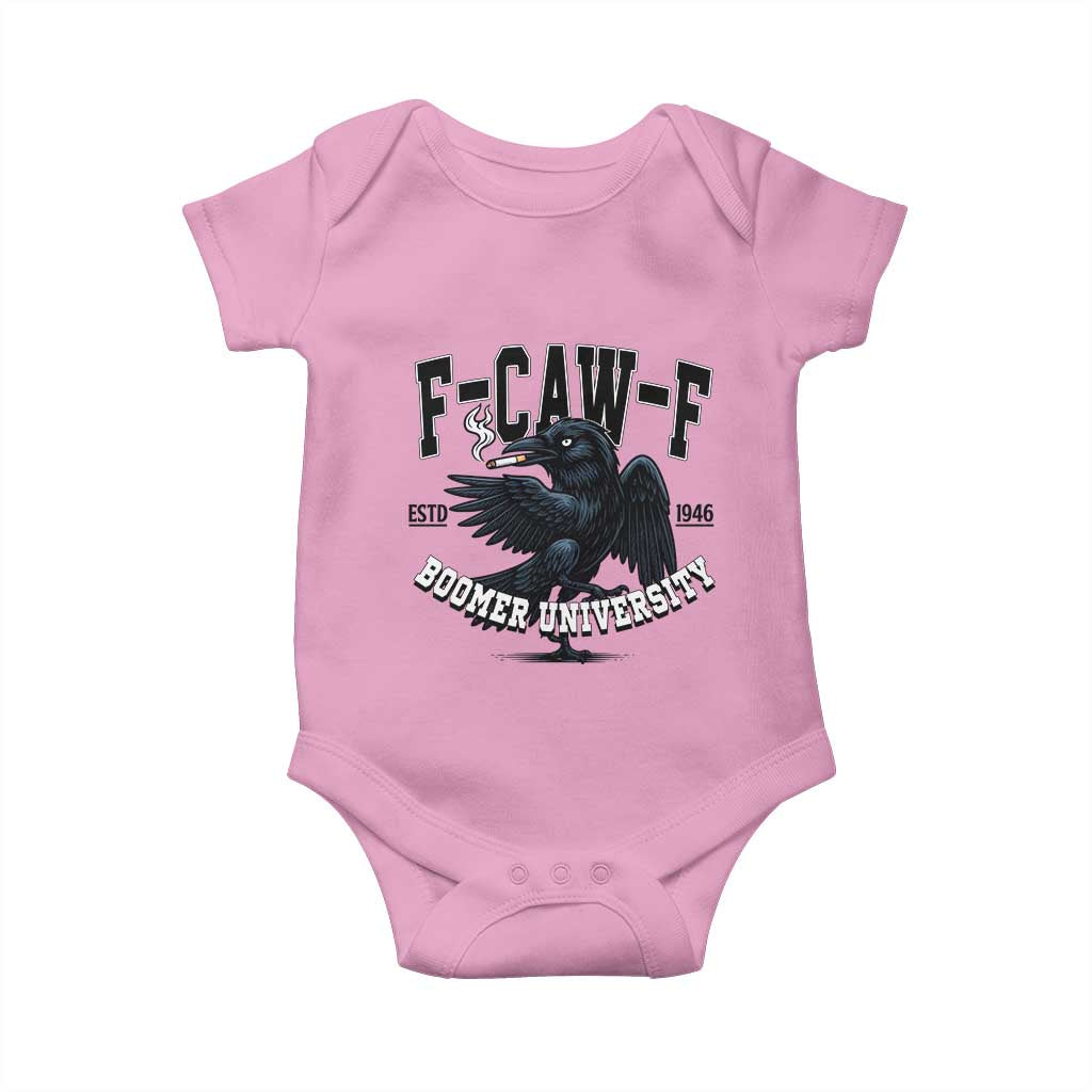 F Caw F Baby Onesie Baby Boomer University Funny Gift - Wonder Print Shop