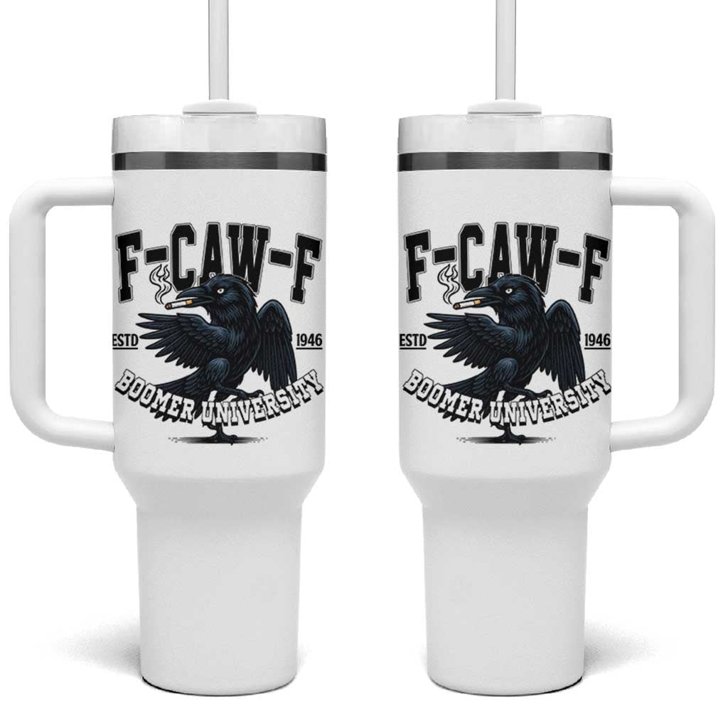 F Caw F Tumbler With Handle Baby Boomer University Funny Gift