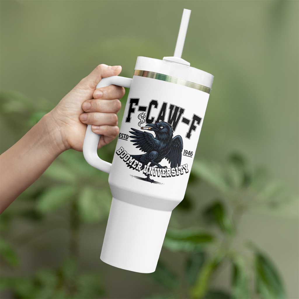 F Caw F Tumbler With Handle Baby Boomer University Funny Gift