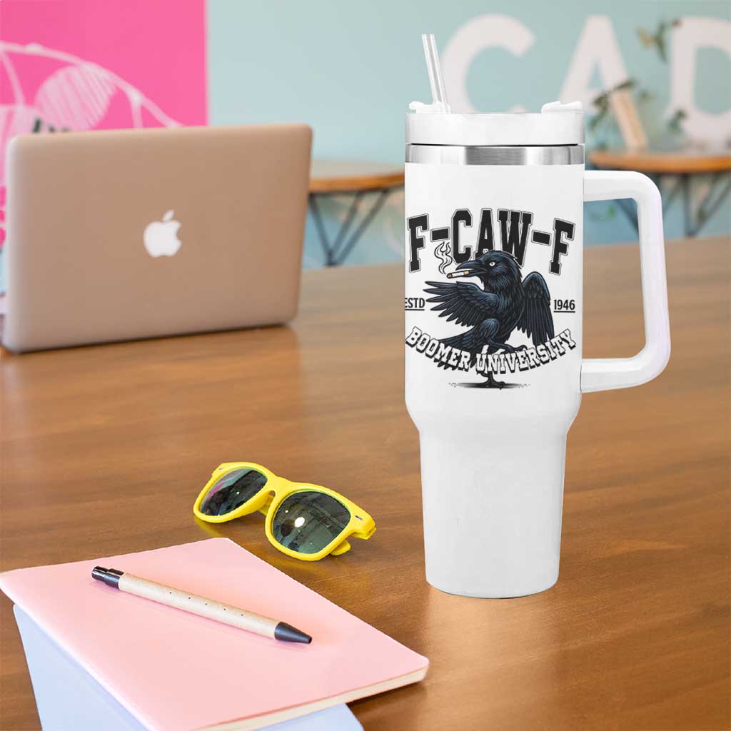 F Caw F Tumbler With Handle Baby Boomer University Funny Gift