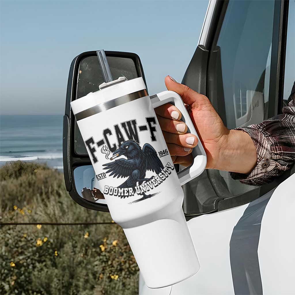 F Caw F Tumbler With Handle Baby Boomer University Funny Gift