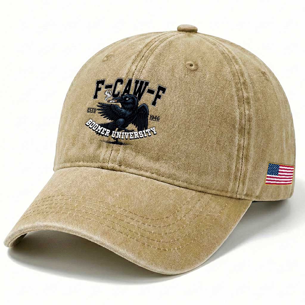 F Caw F Washed Cotton Baseball Cap Baby Boomer University Funny Gift