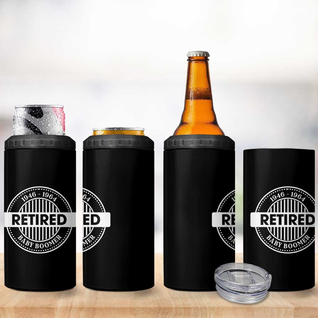 Funny Retired Baby Boomer Generation Gift 4 in 1 Can Cooler Tumbler