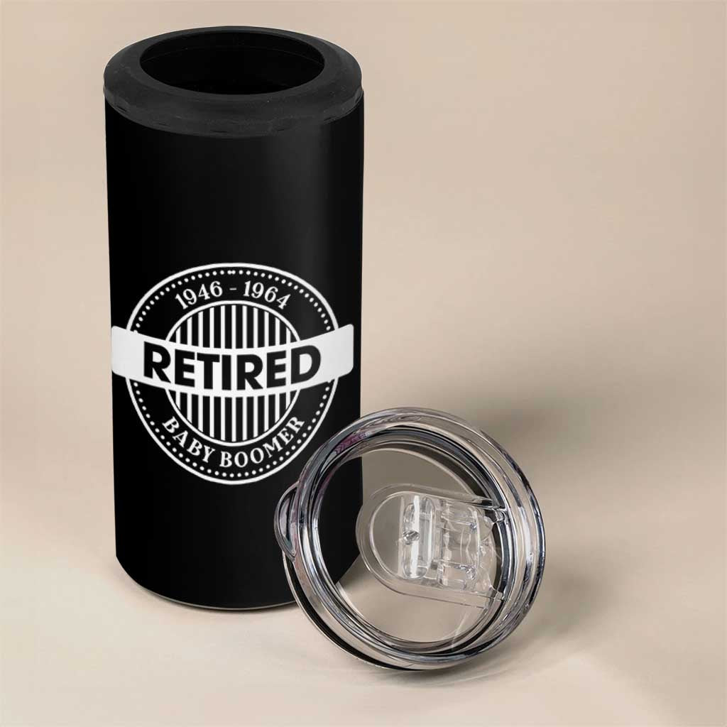 Funny Retired Baby Boomer Generation Gift 4 in 1 Can Cooler Tumbler