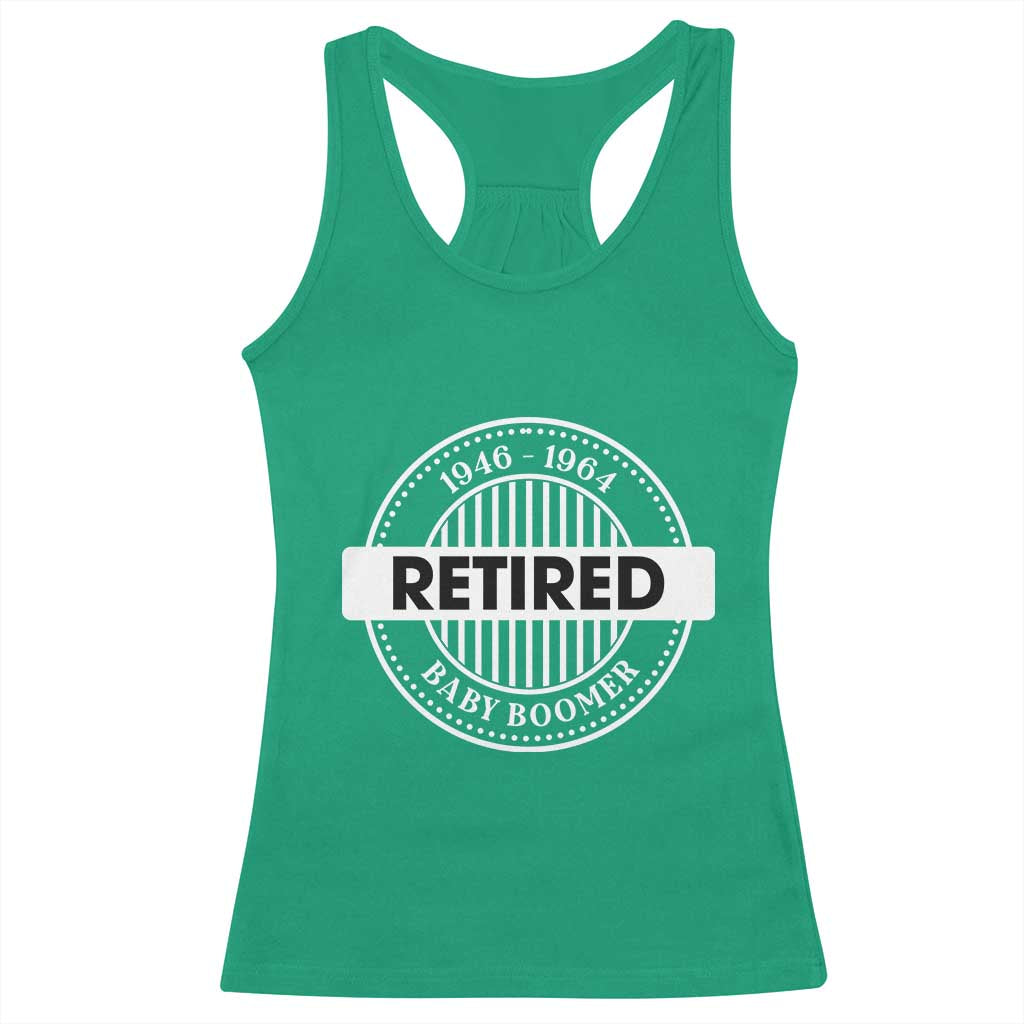 Funny Retired Baby Boomer Generation Gift Racerback Tank Top - Wonder Print Shop