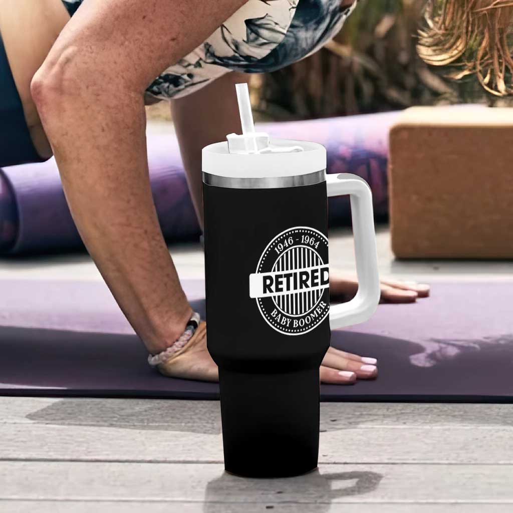 Funny Retired Baby Boomer Generation Gift Tumbler With Handle