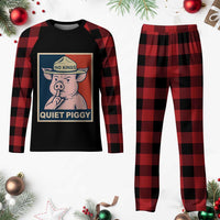 Funny No Kings Quiet Piggy Meme Plaid Pajama Set Political Humor Gift - Wonder Print Shop