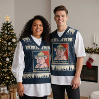 Funny No Kings Quiet Piggy Meme V-Neck Knit Sweater Vest Political Humor Gift - Wonder Print Shop