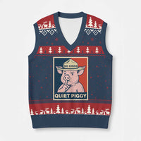 Funny No Kings Quiet Piggy Meme V-Neck Knit Sweater Vest Political Humor Gift - Wonder Print Shop