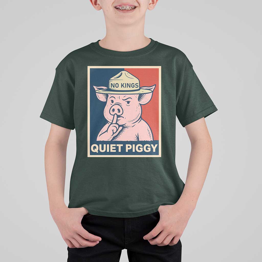 Funny No Kings Quiet Piggy Meme T Shirt For Kid Political Humor Gift - Wonder Print Shop