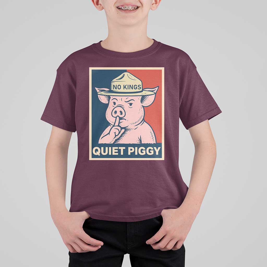 Funny No Kings Quiet Piggy Meme T Shirt For Kid Political Humor Gift - Wonder Print Shop