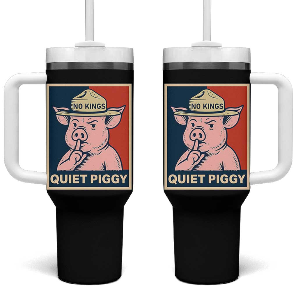 Funny No Kings Quiet Piggy Meme Tumbler With Handle Political Humor Gift - Wonder Print Shop