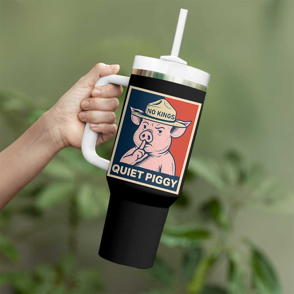 Funny No Kings Quiet Piggy Meme Tumbler With Handle Political Humor Gift - Wonder Print Shop