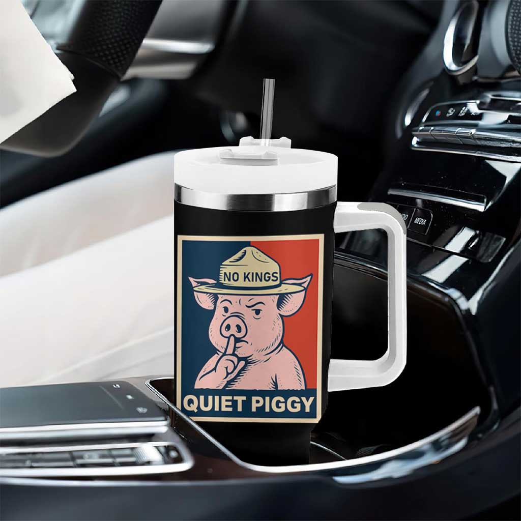 Funny No Kings Quiet Piggy Meme Tumbler With Handle Political Humor Gift - Wonder Print Shop