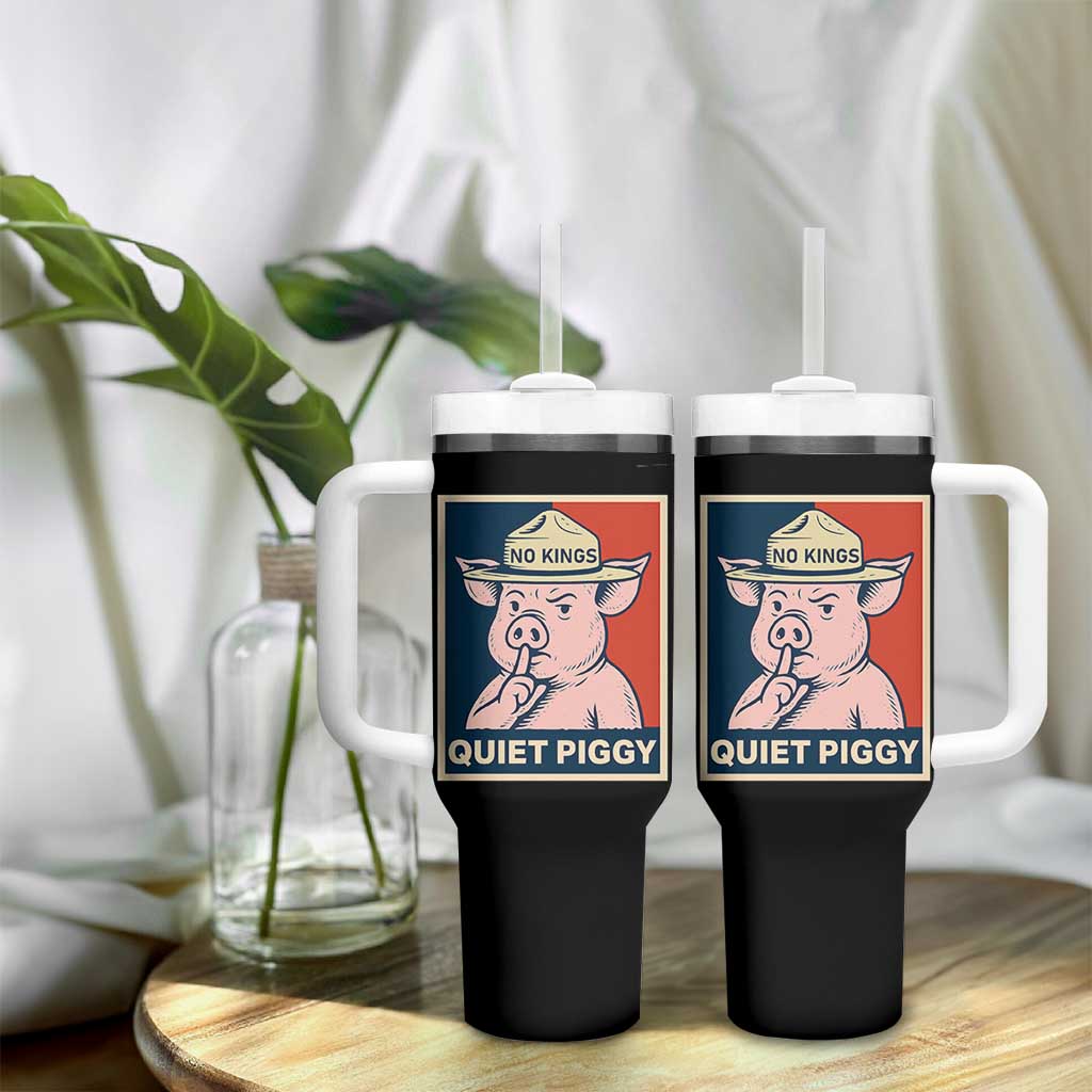 Funny No Kings Quiet Piggy Meme Tumbler With Handle Political Humor Gift - Wonder Print Shop