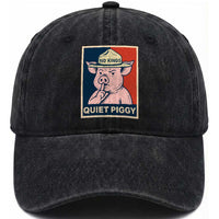Funny No Kings Quiet Piggy Meme Washed Cotton Baseball Cap Political Humor Gift